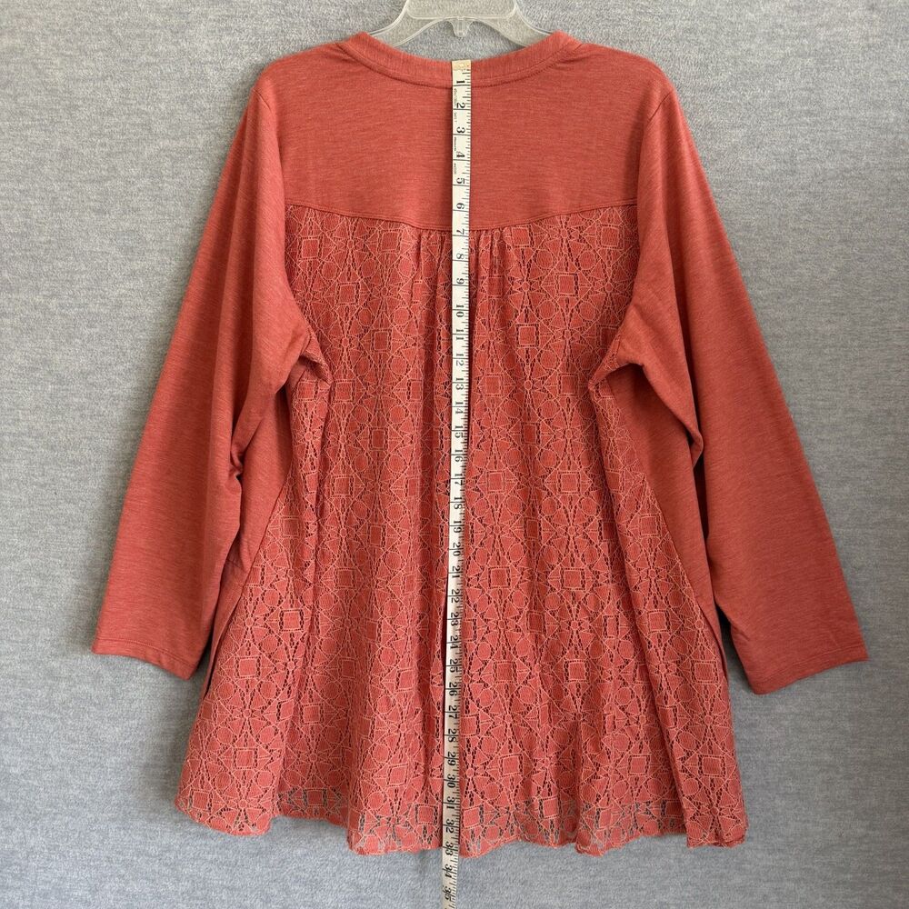 LOGO Lori Goldstein Layering Top 2X Lagenlook Full Zip Lace Long Cardigan Duster - Picture 8 of 12
